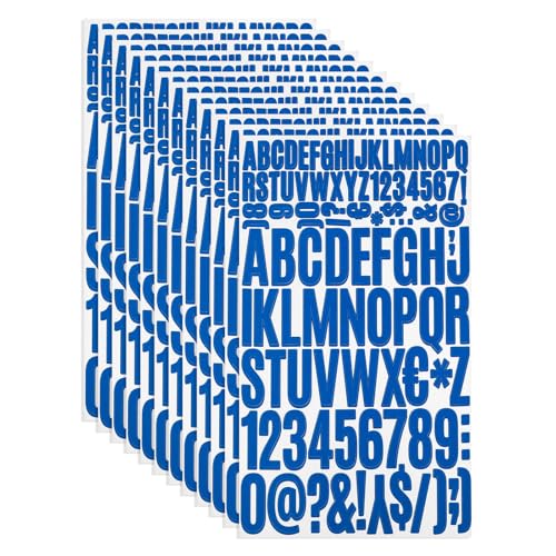 PATIKIL Vinyl Buchstaben Zahlen Aufkleber Set, 1224 Stück 12 Blätter Selbstklebende Aufkleber für Briefkastenschild Adresse DIY Bastelkarten (Dunkelblau) von PATIKIL