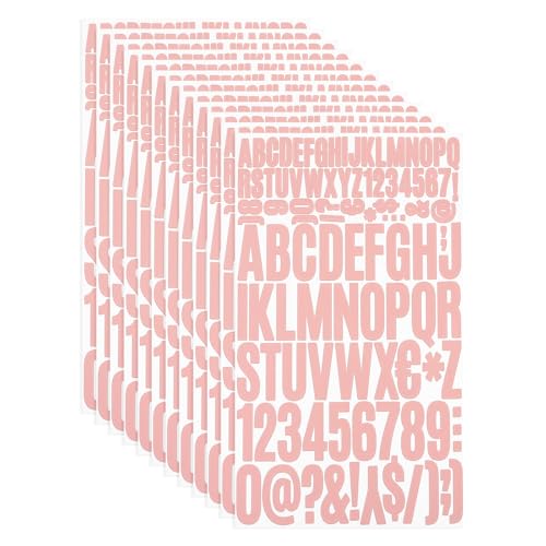 PATIKIL Vinyl Buchstaben Zahlen Aufkleber Set, 1224 Stück 12 Blätter Selbstklebende Aufkleber für Briefkastenschild Adresse DIY Bastelkarten (Pink) von PATIKIL