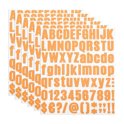 PATIKIL Vinyl Buchstaben Zahlen Aufkleber Set, 486 Stück 6 Blätter Selbstklebende Aufkleber für Briefkastenschild Adresse DIY Bastelkarten (Orange) von PATIKIL