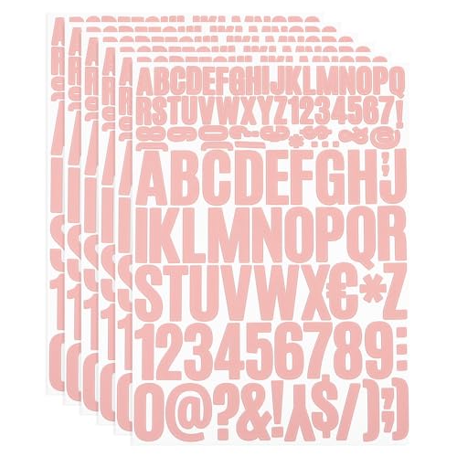 PATIKIL Vinyl Buchstaben Zahlen Aufkleber Set, 612 Stück 6 Blätter Selbstklebende Aufkleber für Briefkastenschild Adresse DIY Bastelkarten (Pink) von PATIKIL