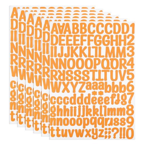 PATIKIL Vinyl Buchstaben Zahlen Aufkleber Set, 756 Stück 6 Blätter Selbstklebende Aufkleber für Briefkastenschild Adresse DIY Bastelkarten (Orange) von PATIKIL