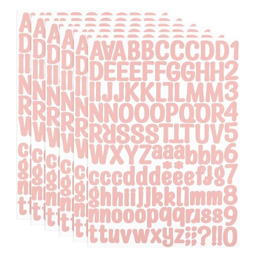 PATIKIL Vinyl Buchstaben Zahlen Aufkleber Set, 756 Stück 6 Blätter Selbstklebende Aufkleber für Briefkastenschild Adresse DIY Bastelkarten (Pink) von PATIKIL