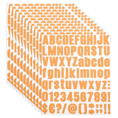 PATIKIL Vinyl Buchstaben Zahlen Aufkleber Set, 972 Stück 12 Blätter Selbstklebende Aufkleber für Briefkastenschild Adresse DIY Bastelkarten (Orange) von PATIKIL