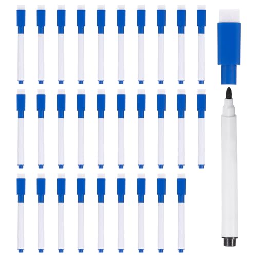 PATIKIL Whiteboard Marker Stifte, 100er Packung, blaue Tinte, feine Spitze, mit Radierkappe für Büro, Zuhause, Klassenzimmer, weißer Stiftstiel von PATIKIL