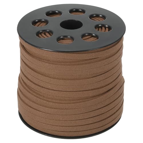 PATIKIL Wildleder-Lederband 5 mm 50 Yard, Kunst-Wildlederband Flaches Lederband auf Rolle für Halskette Armband Schmuckherstellung, Hellbraun von PATIKIL