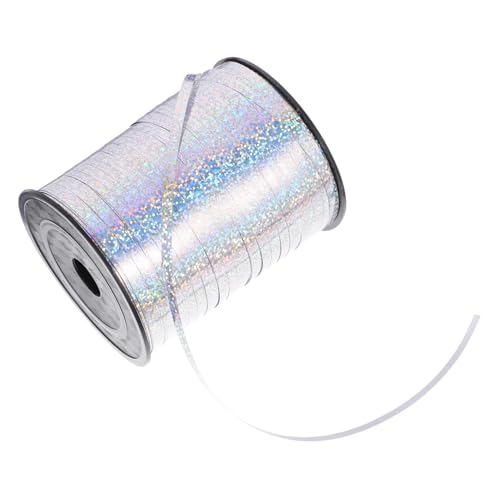 PATKAW 1 Rolle Ballonband seidenband ribbon gebutagsdeko schienbeinschoner tape hochzeit dekoration Girlande Samtband Dekorationen Schleife Geschenkband basteln Wickelband Plastik Silver von PATKAW