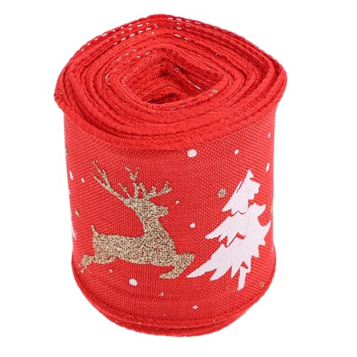 PATKAW 1 Rolle Weihnachtsgeschenkband Geschenkband zum Basteln Weihnachtsband Geschenkband mit Drahtkante Geschenkband für Weihnachten Verpackungsband präsentiert Wickelbänder Eisendraht von PATKAW