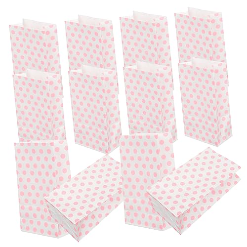 PATKAW 1 Satz Bonbonbeutel Aus Kraftpapier Papiertüten Mit Griffen Massenaufkleber Für Kinder Durchsichtige Leckerlibeutel Plätzchentüte Aus Papier Popcorn-aufkleber Rosa 25st von PATKAW