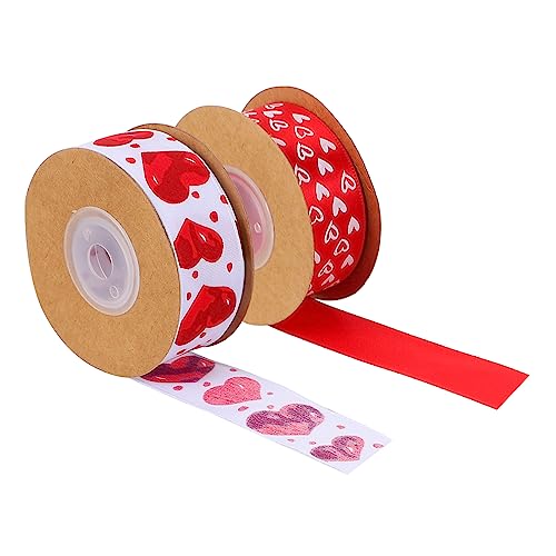 PATKAW 1 Satz Herz-blumenstrauß-band Seidenband Ribbon Valentinsday Doppelt Sackleinenband Geschenkband Dichtungsband Exquisites Wickelband Geschenkverpackungsband Polyester 2 Rollen von PATKAW