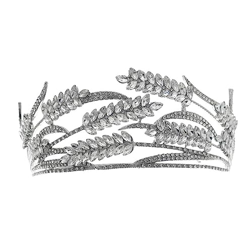 PATKAW 1stk Strass-krone Weizenkronen-kopfschmuck Braut Kristallkrone Braut Hochzeitskrone Party-krone-kopfschmuck Braut Haarschmuck Kronenkopfschmuck Legierung Silver von PATKAW