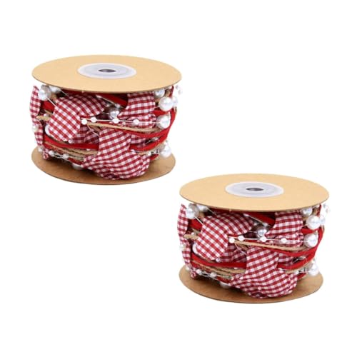 PATKAW 2 Rollen Liebesperlenkettenband ribbon bandfeile valentine Blumendekoration hochzeitsdekoration Garnband grüne Girlande Braut- Hochzeit dekoratives Band DIY-Bastelband Polyester von PATKAW