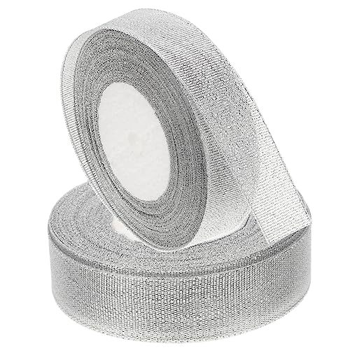 PATKAW 2 Rollen Verpackungsband seidenband ribbon einladungskarten trauringe ripsband Paillette Geburtstagsdekoration Logo Festival-Paketband schneidbares Geschenkband Polyester Silver von PATKAW