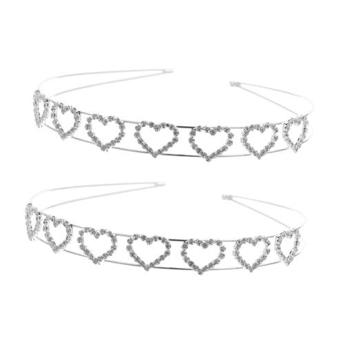 PATKAW 2st Haarschmuck Strass-stirnbänder Kristall Stirnband Breite Stirnbänder Mit Strasssteinen Stirnband Mit Clips Hochzeit Kopfschmuck Hochzeitskrone Hochzeit Stirnband Metall Silver von PATKAW