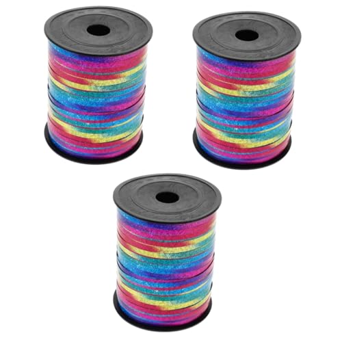 PATKAW 3 Rollen Laserband Bänder zum Verpacken rosa Schleife Ballongirlande Streamer Rot geschenkband geschenkverpackung Partydekoration Verpackungsband Hochzeitsband Wickelband Plastik von PATKAW