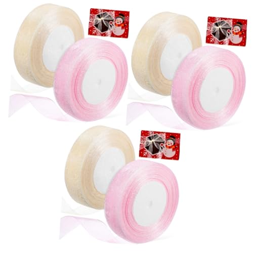 PATKAW 3 Sätze Bänder Zum Verpacken Von Geschenken Gegenwärtig Band Zum Verpacken Funkeln Gold Banddekoration Geschenkbänder Diy Bastelbänder Blumenbänder Polyester 2 Rollen * 3 von PATKAW