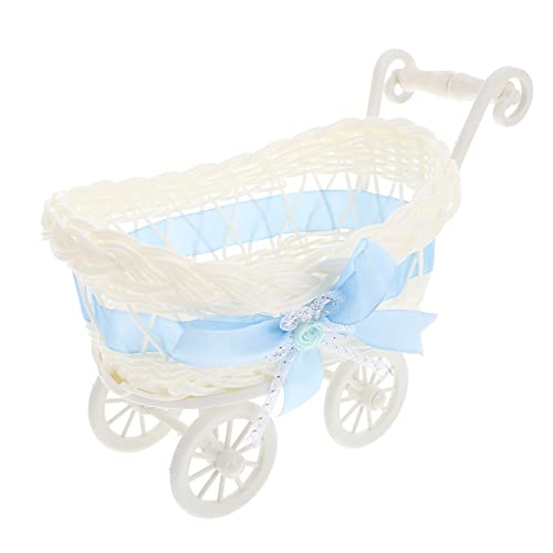 PATKAW Babyspielzeug Mini-Kinderwagen Korbgeflecht Dekoration Süßigkeitenkorb Rattan-Kinderwagen Puppenwagen Display Gewebter Blumenkorb Herzstück Für Hochzeit Babyparty Partygeschenke von PATKAW