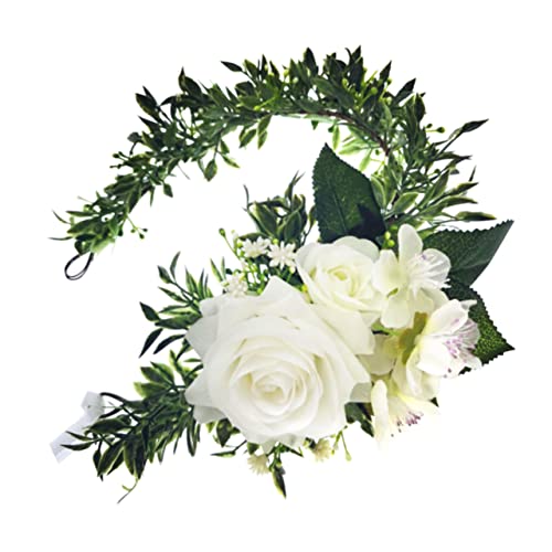 PATKAW Brautkranz Brautjungfer Kopfbedeckung Braut- Bräute Dekorationen Stirnbänder Tiara Fee Blumensträuße Blumen- Kronen Rosa Stirnband Haarschmuck Für Braut Weiß Eisen von PATKAW