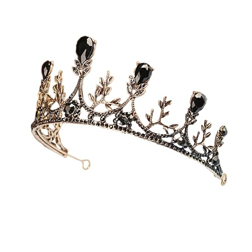 PATKAW Tiara-Krone für Frauen wedding hair accessories brauthaatschmuck Barocker Kopfschmuck Schwarzes Accessoire Brautkrone Braut Tiara Hochzeitshaar Feen-Tiara Black von PATKAW