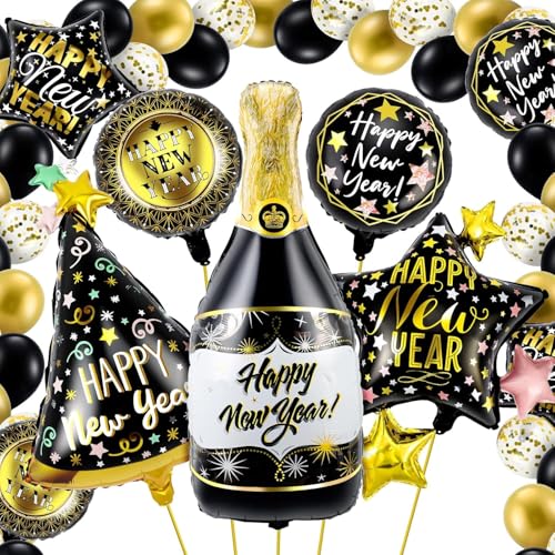 Silvester Deko 2025, Happy New Year Deko Set, 2025 Neues Jahr Luftballons Partydekorationen, New Year Decorations, 2025 Silvesterpartydeko Accessoire für Silvesterparty Supplies von PATYVOR