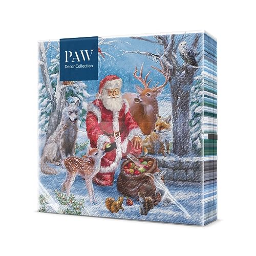 PAW - Servietten 3-lagig (33 x 33 cm) I 20 Stück I Papierservietten Bunt Perfekt für den Weihnachtstisch I Servietten - Weihnachten, Winter, Schnee, Weihnachtsmann I Santa’s Gifts von PAW Decor Collection