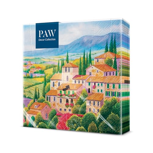 PAW - Servietten 3-lagig (33 x 33 cm) I 20 Stück I Perfekt für Geburtstage, Partys, Hochzeiten, Kommunion und Feiern I Tischdeko Bunte Papierservietten - Italienische Landschaft I Italian Countryside von PAW