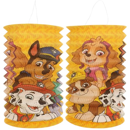 2X Laterne für Sankt Martin und Halloween - Papierlaterne mit Motiv von den Hunden aus der Nickelodeon Serie Paw Patrol - Martinslaterne für Kinder (02 Stück - Ø 26cm) von PAW PATROL