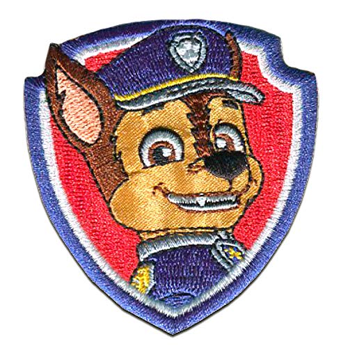 Aufnäher/Bügelbild - Paw Patrol 'Chase 2' - rot - 7x6cm - Patch Aufbügler Applikationen zum aufbügeln Applikation Patches Flicken von PAW PATROL