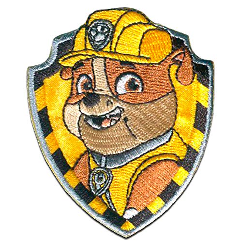 PAW PATROL RUBBLE - Aufnäher, Bügelbild, Aufbügler, Applikationen, Patches, Flicken, zum aufbügeln, Größe: 7 x 6 cm von PAW PATROL