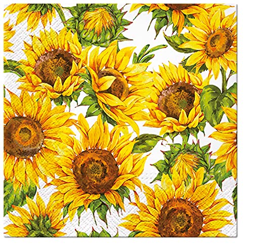 PAW Servietten, 3-lagig, Servietten, 33 x 33 cm, 20 Stück (tanzende Sonnenblumen) von PAW