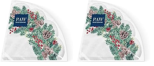 PAW - Servietten 3-lagig (32 cm Durchmesser) I 12 Stück I Perfekt für Weihnachten, Winter, Feiertage I Heiligabend Winterzeit Tischdekoration I Runde Seidenservietten - Winterzweige I Winter Branches von PAW Decor Collection