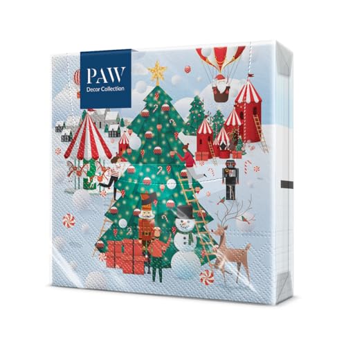 PAW - Servietten 3-lagig (33 x 33 cm) I 20 Stück I Papierservietten Bunt Perfekt für den Weihnachtstisch I Servietten - Weihnachten, Winter, Schnee I Christmas Atmosphere von PAW