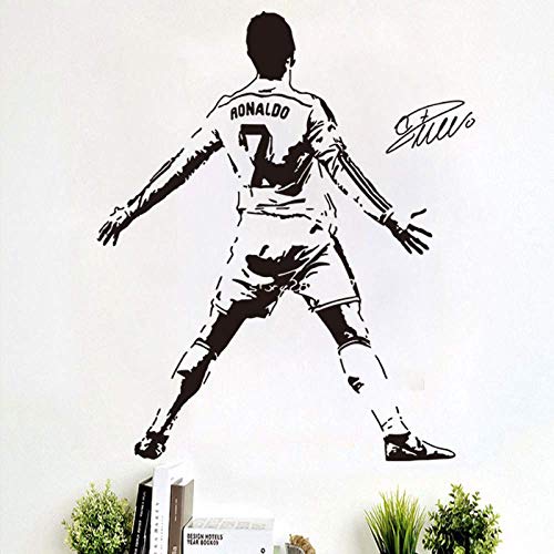 Sport Wandtattoos Fußballstar Cristiano Ronaldo Aufkleber Für Kinderzimmer Wohnzimmer Und Schule Mit Einfachem Kleber 56X70Cm von PAWANG