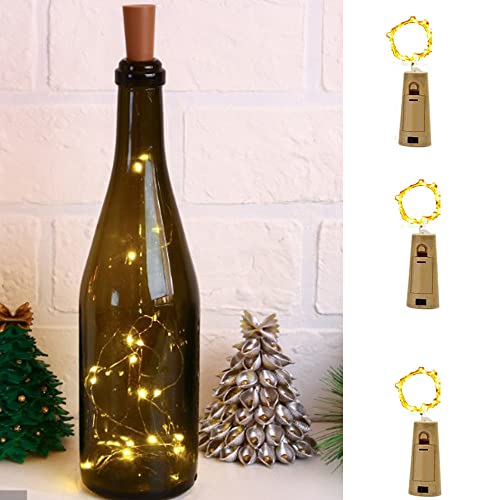 PAWARSO Flaschenlicht Batterie, 2M 20LED Flaschenlichterkette Korken LED Glas Korken Licht Lichterkette für Flasche für Weihnachten, Halloween, Hochzeit (Warmweiß-3 Stück) von PAWARSO