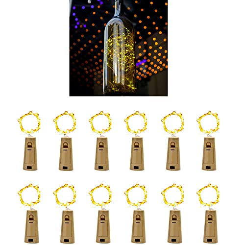 PAWARSO Flaschenlichterkette Korken, 12 Stück 2M 20LED Flaschenlicht Batterie LED Glas Korken Licht Lichterkette für Flasche für Weihnachten, Halloween, Hochzeit von PAWARSO