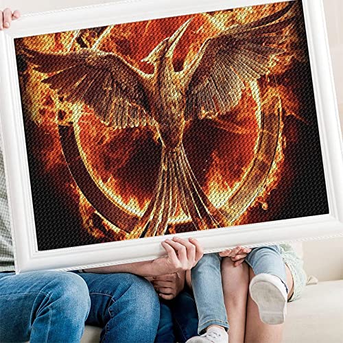 Full Round Drill 5D DIY Die Tribute von Panem Vogel Feuer Diamant Malerei Kreuzstich 3D Stickerei Kits Home Decor（Runder Diamant40x40cm） von PAWCA