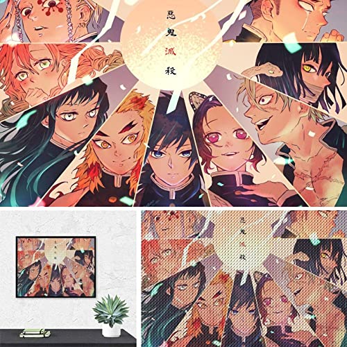 PAWCA 5D DIY Diamond Painting,Anime Demon Slayer,Stickerei Kreuzstich Mosaik Home Decor-50x60cm von PAWCA