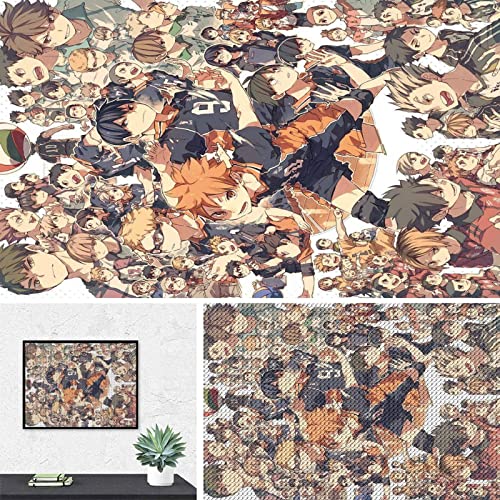 PAWCA 5D DIY Diamond Painting,Anime Haikyuu,Stickerei Kreuzstich Vollquadratisch Rund Strass Diamant Mosaik Home Decor(round drill)-40x50cm von PAWCA