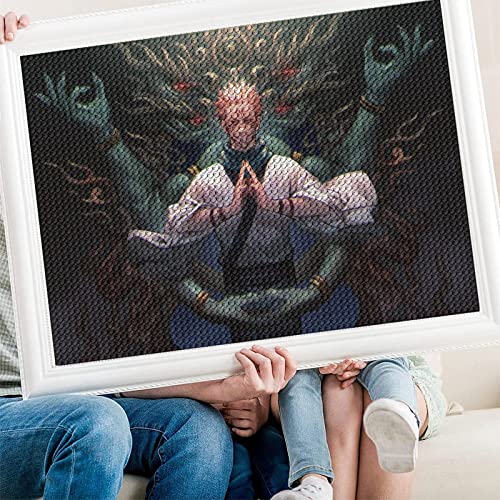 PAWCA 5D DIY Diamond Painting,Anime Jujutsu Kaisen Sukuna,Crystal Strass Cross Stitch Kit, Mosaik-Handwerk für die Heimdekoration(round drill)-50x60cm von PAWCA