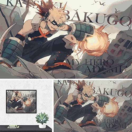 PAWCA 5D DIY Diamond Painting,Anime My Hero Academia,Crystal Strass Cross Stitch Kit, Mosaik-Handwerk für die Heimdekoration(round drill)-30x40cm von PAWCA