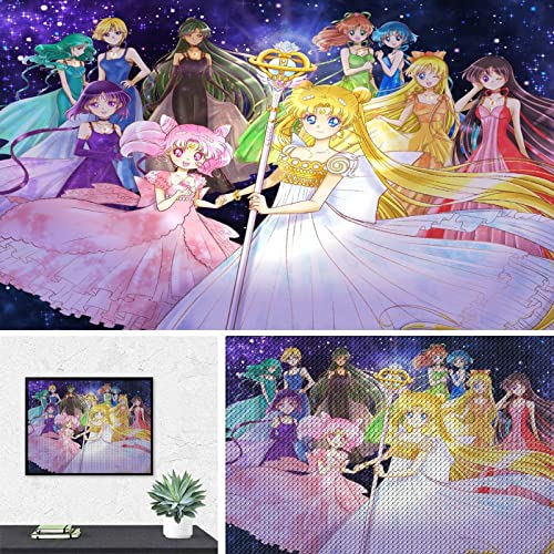 PAWCA 5D DIY Diamond Painting,Anime Sailor Moon,Crystal Strass Cross Stitch Kit, Mosaik-Handwerk für die Heimdekoration(round drill)-50x60cm von PAWCA