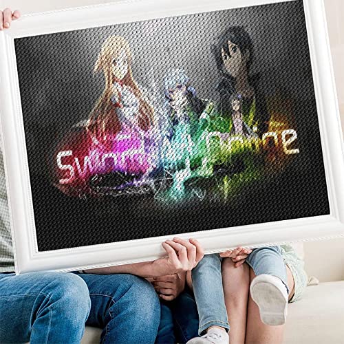 PAWCA 5D DIY Diamond Painting,Anime Sword Art Online,Crystal Strass Cross Stitch Kit, Mosaik-Handwerk für die Heimdekoration(round drill)-40x50cm von PAWCA