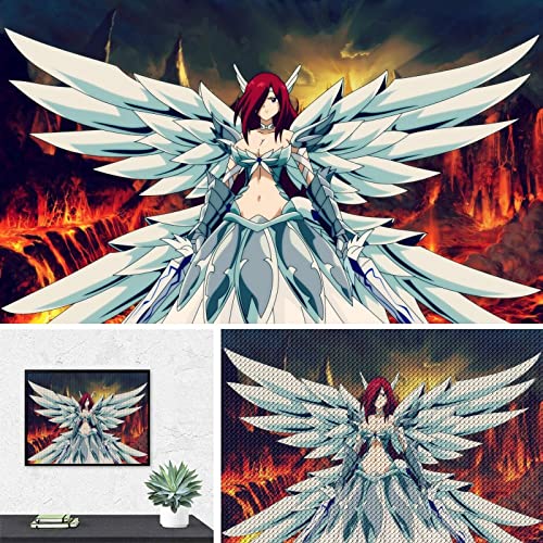 PAWCA 5D DIY Diamond Painting,Fairy Tail Anime Girl,Stickerei Kreuzstich Mosaik Home Decor-30x40cm von PAWCA