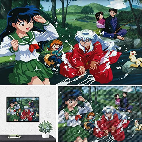 PAWCA 5D Diamond Painting,Anime InuYasha,DIY Mosaik Kreuzstich Diamant Malerei Set Handwerk Geschenk Wohnkultur-40x40cm von PAWCA