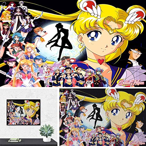 PAWCA 5D Diamond Painting,Anime Sailor Moon,DIY Mosaik Kreuzstich Diamant Malerei Set Handwerk Geschenk Wohnkultur-40x40cm von PAWCA