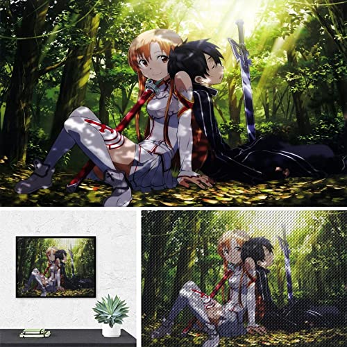 PAWCA 5D Diamond Painting Kits für Erwachsene und Kinder,Anime Sword Art Online,Drill Diamond Arts Malen nach Zahlen Kits für die Wanddekoration zu Hause(round drill)-50x50cm von PAWCA