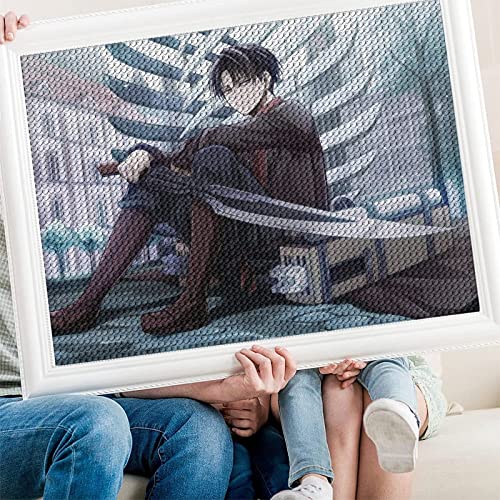 PAWCA 5D Diy Diamond Painting,Anime Attack On Titan,Kreuzstich Diamant ，Mosaik Handwerk Dekorative Malerei(round drill)-30x40cm von PAWCA