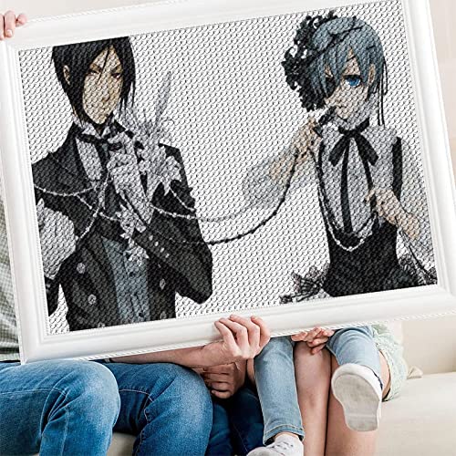 PAWCA 5D Erwachsenen Diamant Malerei Black Butler Bilder Volldiamant DIY Kreuzstich Diamant Kit Kunst Wanddekoration Geschenk Hauptdekoration（Runder Diamant30x40cm） von PAWCA