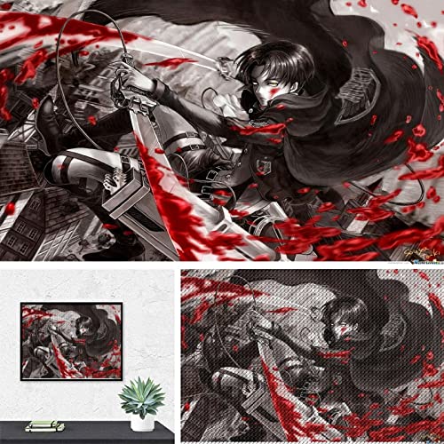 PAWCA 5D Full Diamond Painting Kit,Anime Attack On Titan,DIY Diamond Strass Painting Kits für Erwachsene Stickerei Kunst Home Decor(round drill)-50x50cm von PAWCA