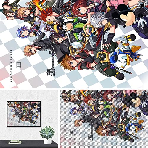 PAWCA 5D Full Diamond Painting Kit,Anime Kingdom Hearts,DIY Diamond Strass Painting Kits für Erwachsene Stickerei Kunst Home Decor(round drill)-40x40cm von PAWCA