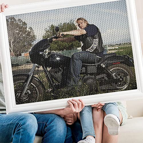 PAWCA 5D Voller Diamanten Malerei Kit Sons of Anarchy Film, Voller Diamanten Stickerei DIY Stickerei Kreuzstich Haushalt Wanddekoration Malerei（Runder Diamant30x40cm） von PAWCA